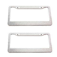 2PCS Bling License Plate Frame Glitter Crystal Sparkling Rhinestone Diamond Caps